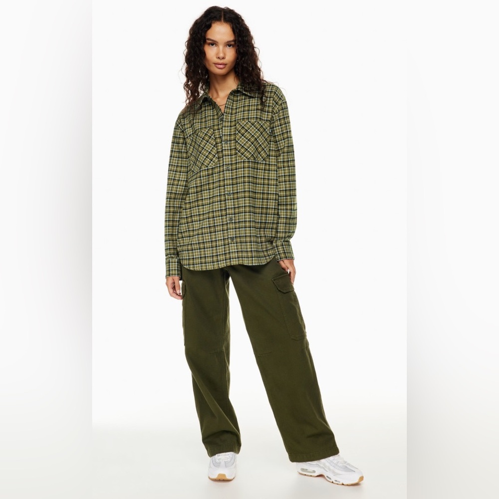 Plaid WindRiver Button-Down Flannel Shirt in Mustard, Red & Black